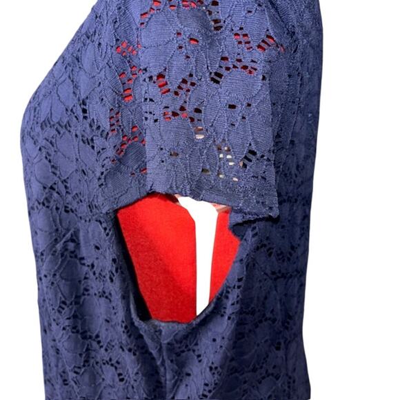 Alfani  Lace Fit Flare Dress, Navy Nautical Cap Sleeve Sz 22W - Picture 4 of 8